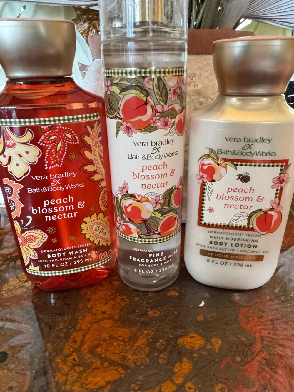 Vera Bradley Peach Blossom & Nectar Body Care Trio